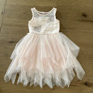 Pinkish layered dress with flower embroidery! May be size 4-6